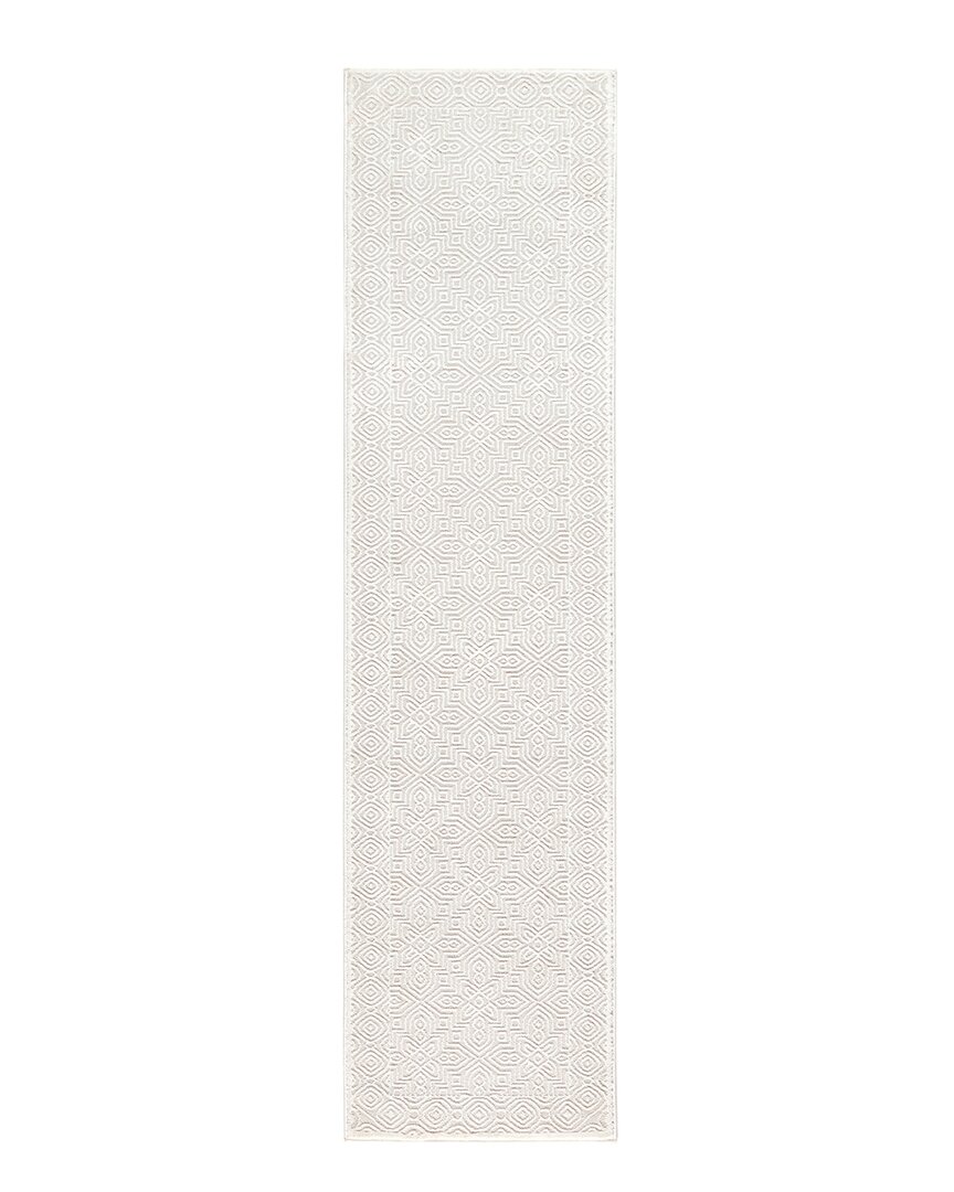 Town & Country Luxe Textured Medallion Tile Area Rug In Ivory