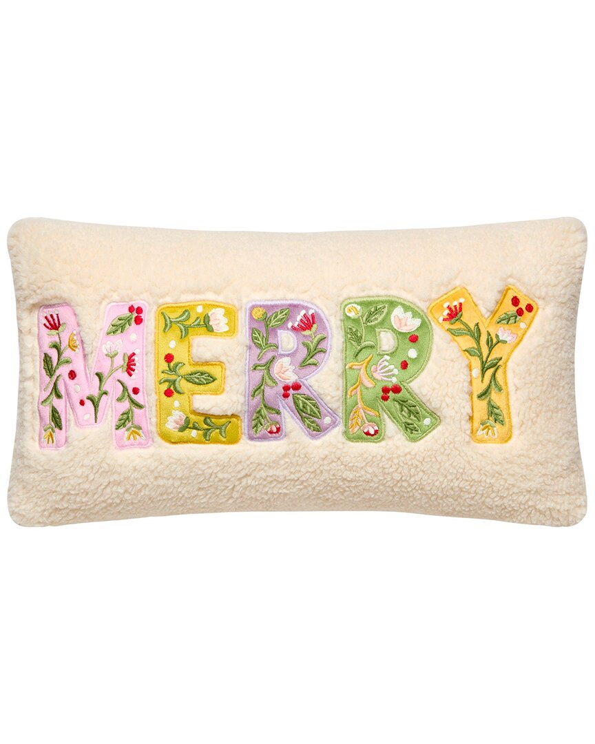 Peking Handicraft Merry Applique Embroidered Pillow In Multi