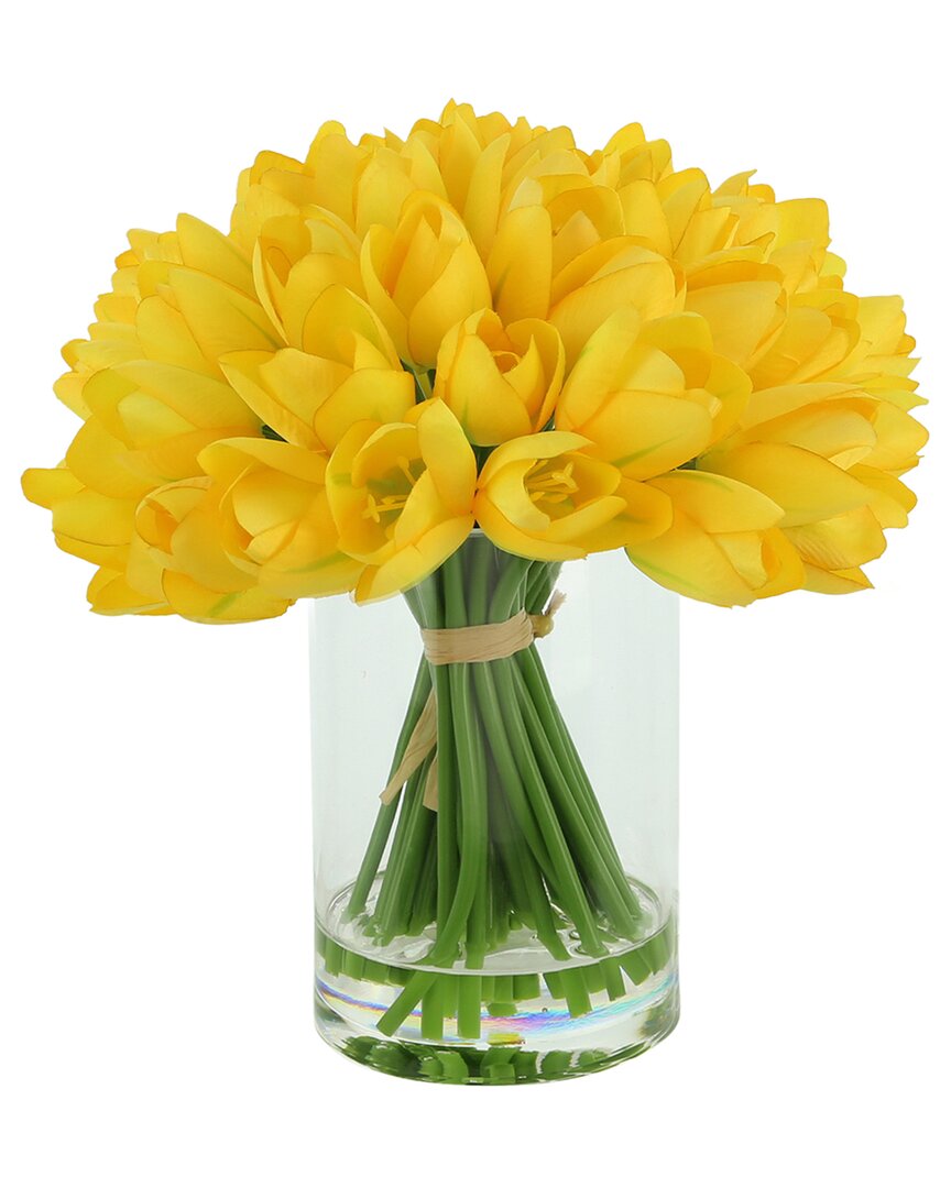 Shop Creative Displays Yellow Tulips Arranged In Clear Glass Vase