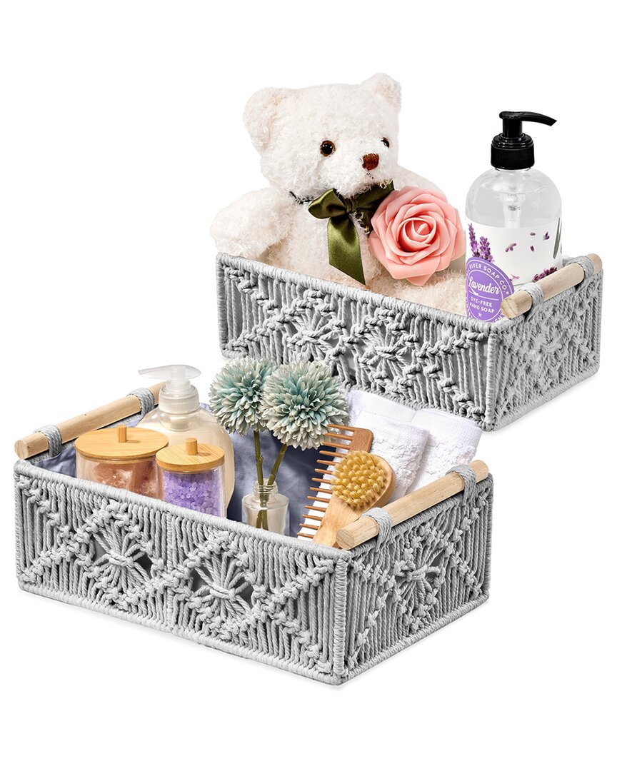 Sorbus Macrame Boho Decor Baskets - 2 Lined Decora