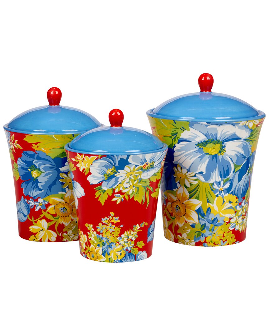 Certified International Blossom Set Of 3 Canisters In Multi