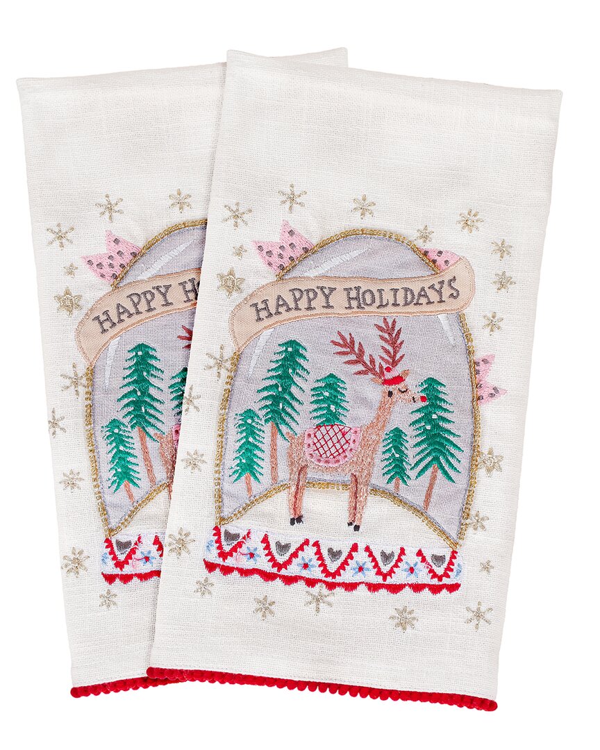 Shop Hgtv National Tree Company  18in Snow Globe Happy Holidays Kitchen Towel Set In White