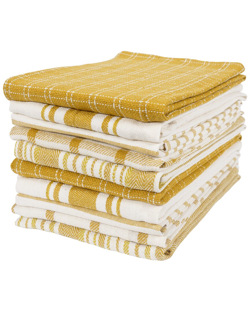 Kaf Home Assorted Flat Kitchen Towels Set Of 10 In Yellow