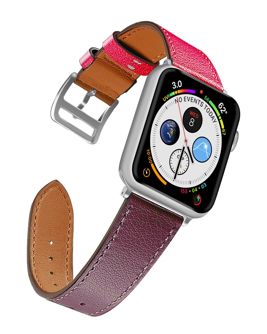 Naztech Leather 42/44mm Pink/burgundy Band For Apple Watch