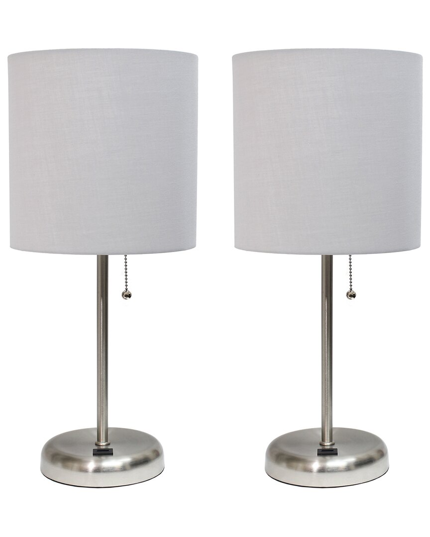Shop Lalia Home Laila Home Stick Lamp With Usb Charging Port And Fabric Shade 2pk Set In Brown