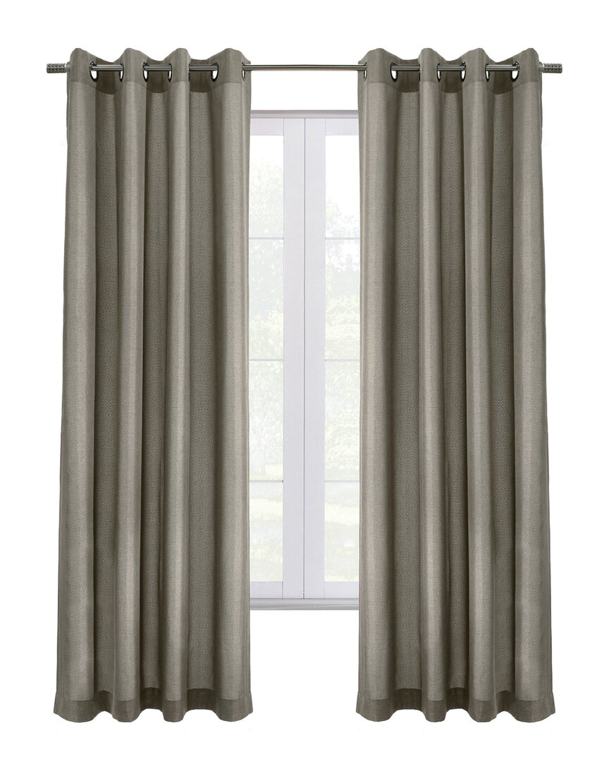 Thermaplus Grommet Top Textured Curtain Single Panel In Light Grey