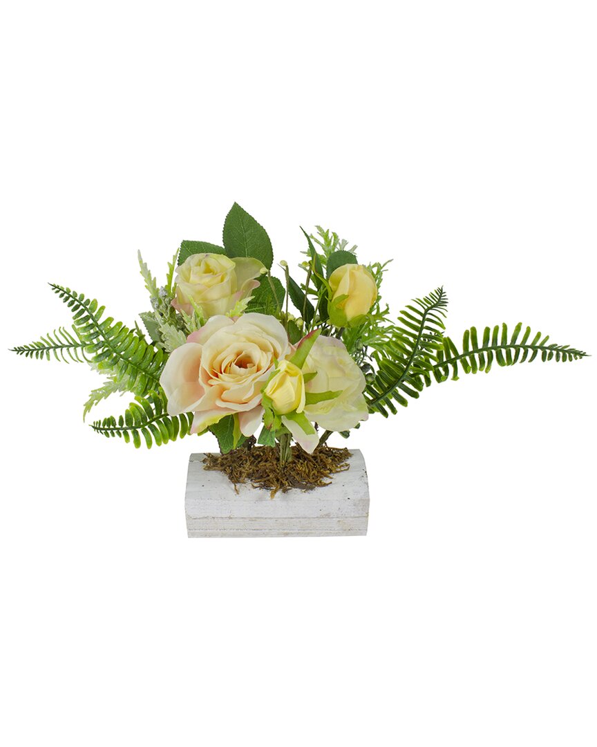 Shop Northlight Ranunculus & Rose Spring Wooden Tabletop Statue In Yellow