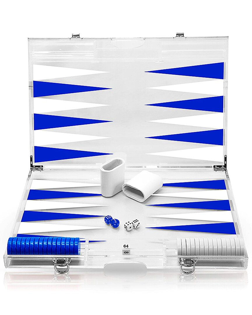 Infinity 18in Lucite Backgammon Set In Blue