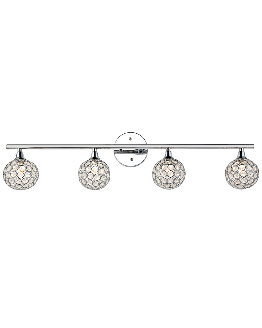 Shop Jonathan Y Maeve 32.5in 4-light Iron/glass Contemporary Glam Led Vanity Light In Metallic