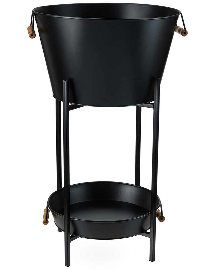 Twine Black Beverage Tub With Stand & Tray In Black