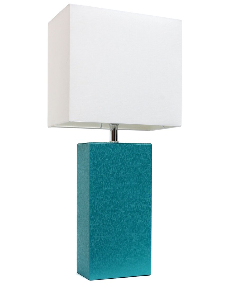 Lalia Home 21in Modern Leather Wrapped Table Lamp With Led Bulb Included