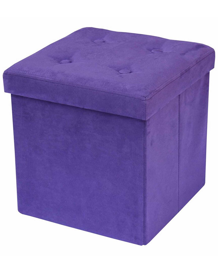 Sorbus Foldable Purple Suede Storage Ottoman