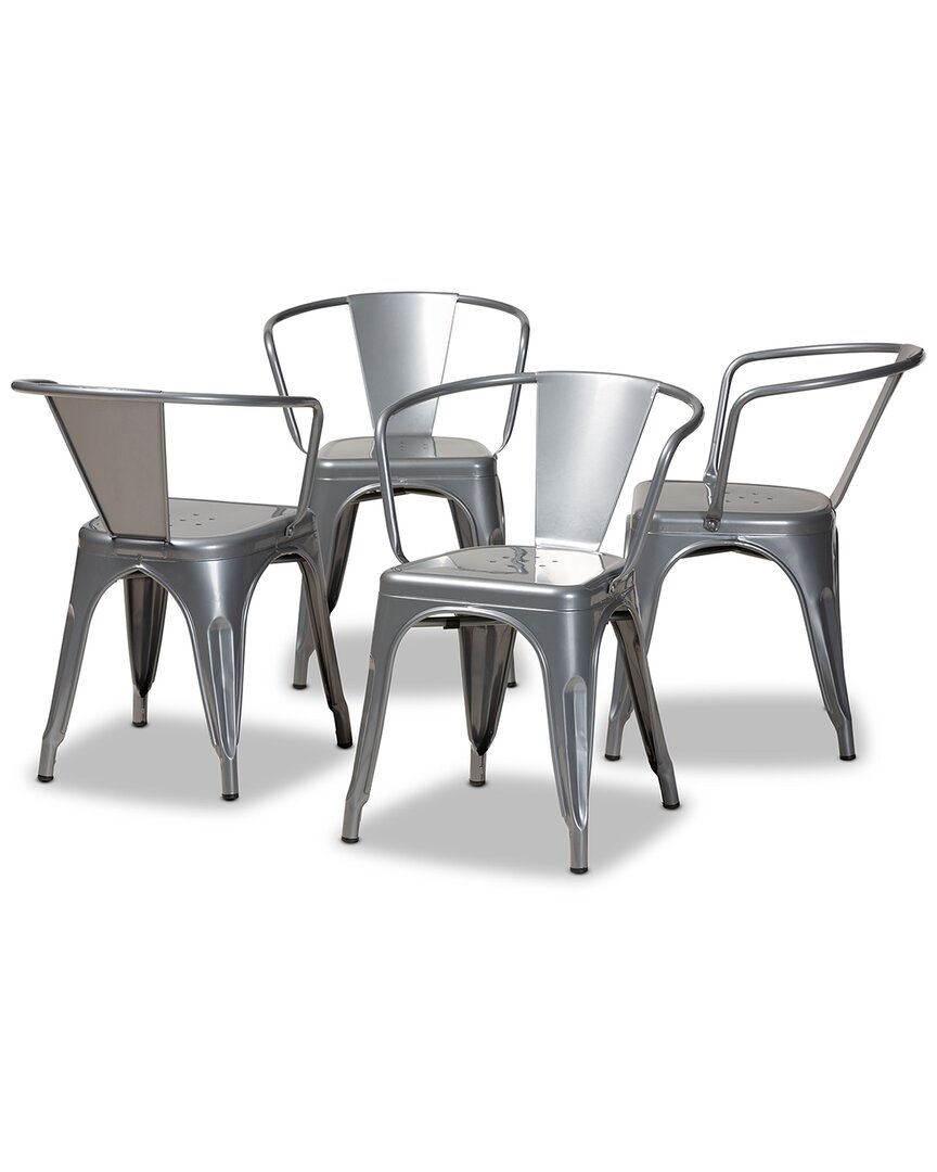 Design Studios Ryland Industrial 4pc Dining Chair Set In Grey