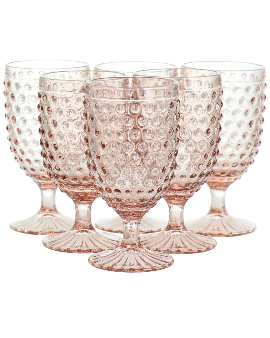 Martha Stewart 6pc 14.2oz Glass Hobnail Goblet Drinkware Set