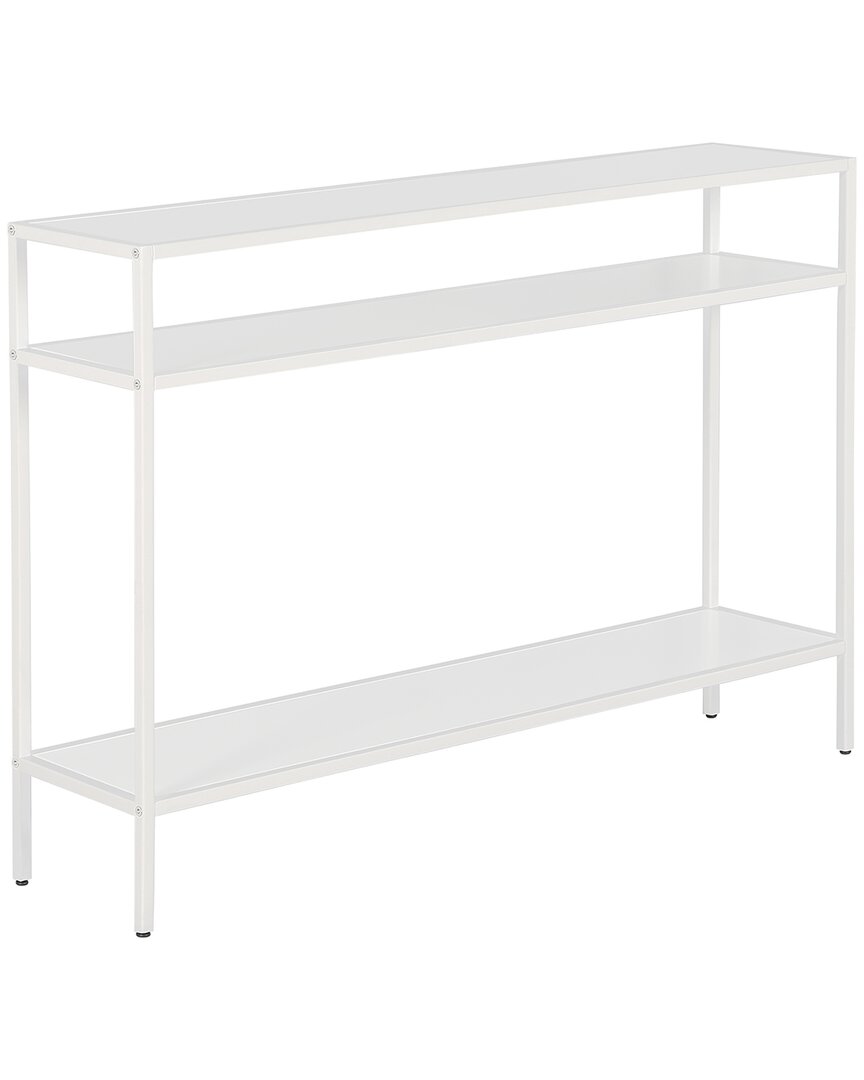 Abraham + Ivy Ricardo Matte White Console Table With Metal Shelves