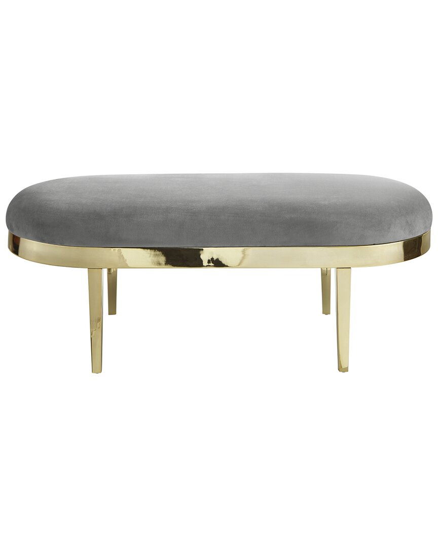Inspired Home Demi Bench Upholstered Grey Velvet In Grey