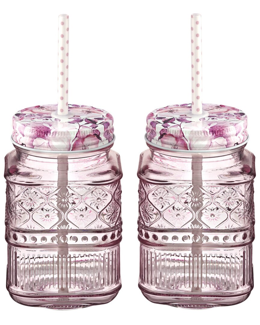 Shop Godinger Claro Pink Mason Jars (set Of 2)