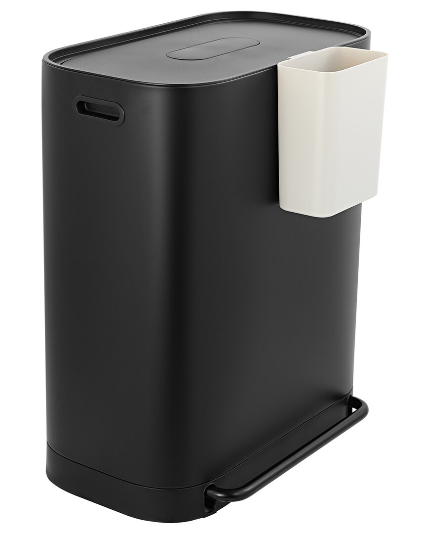 Jonathan Y Beni Black 16 Gallon Double Bucket Step Open Trash Can In Black