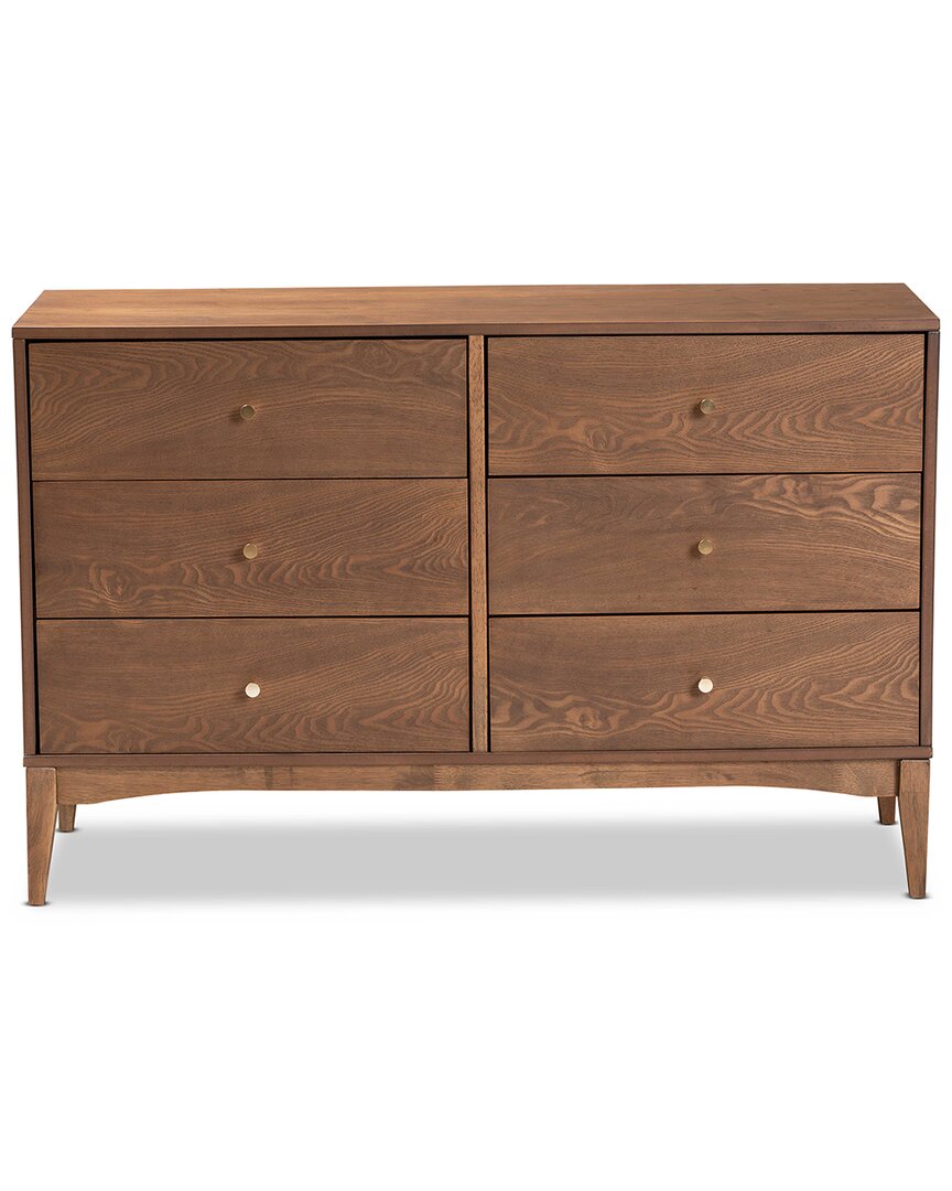 Design Studios Landis Mid-century Modern Ash Walnut Finished Wood 6-drawer Dresser In Brown