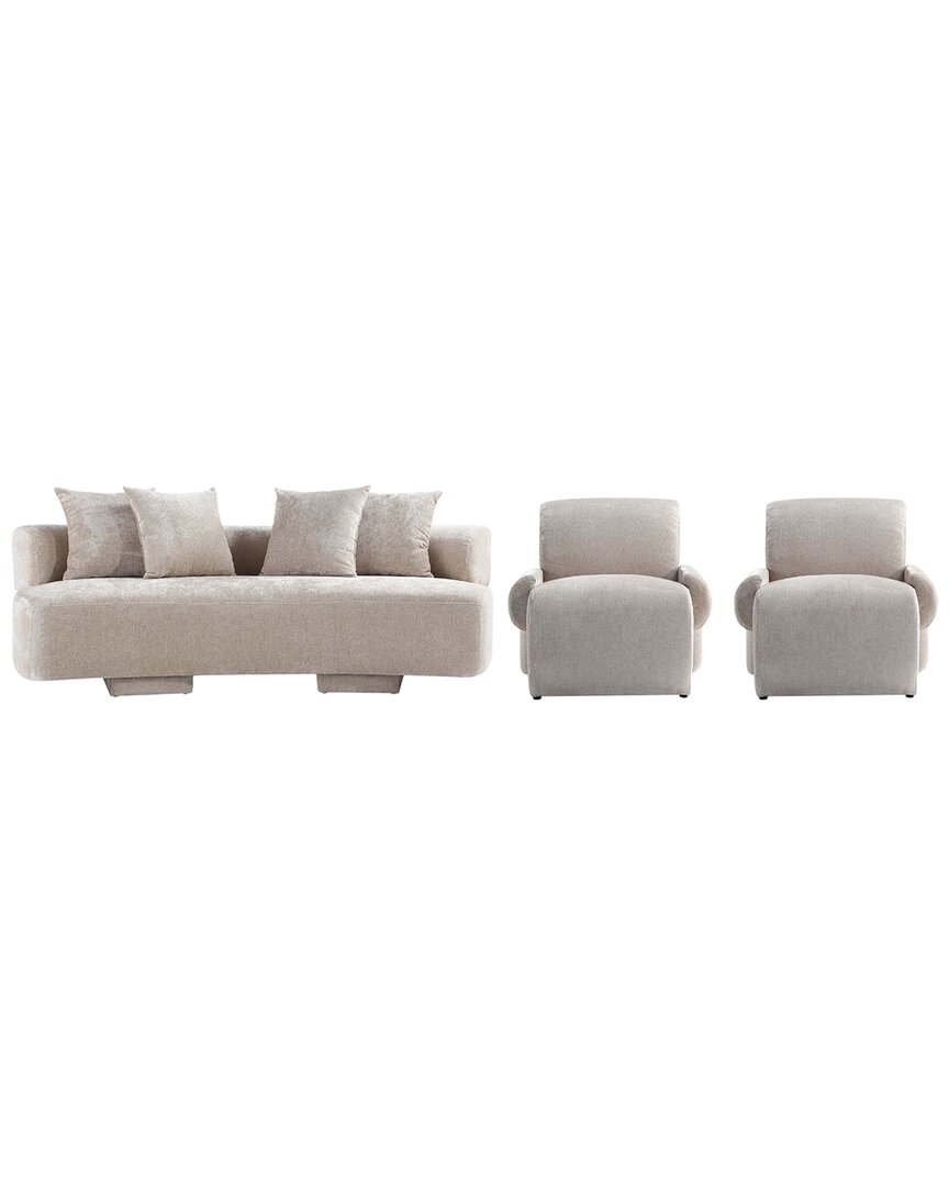 Manhattan Comfort 3- Piece Modern Verandah Chenill In Multi