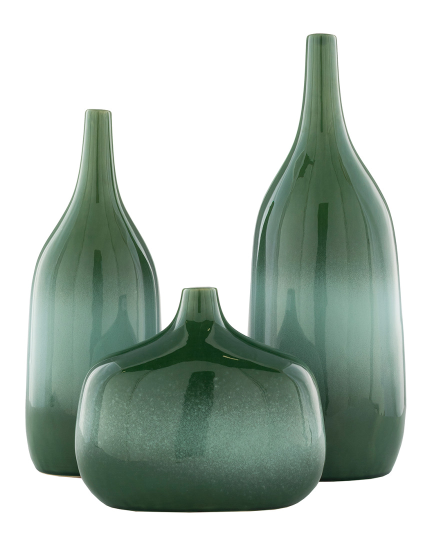 Surya Set Of 3 Sparta Vases In Green