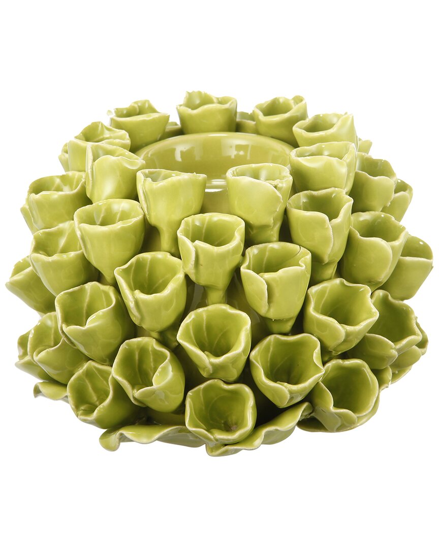 R16 Open Coral Candle Holder In Green