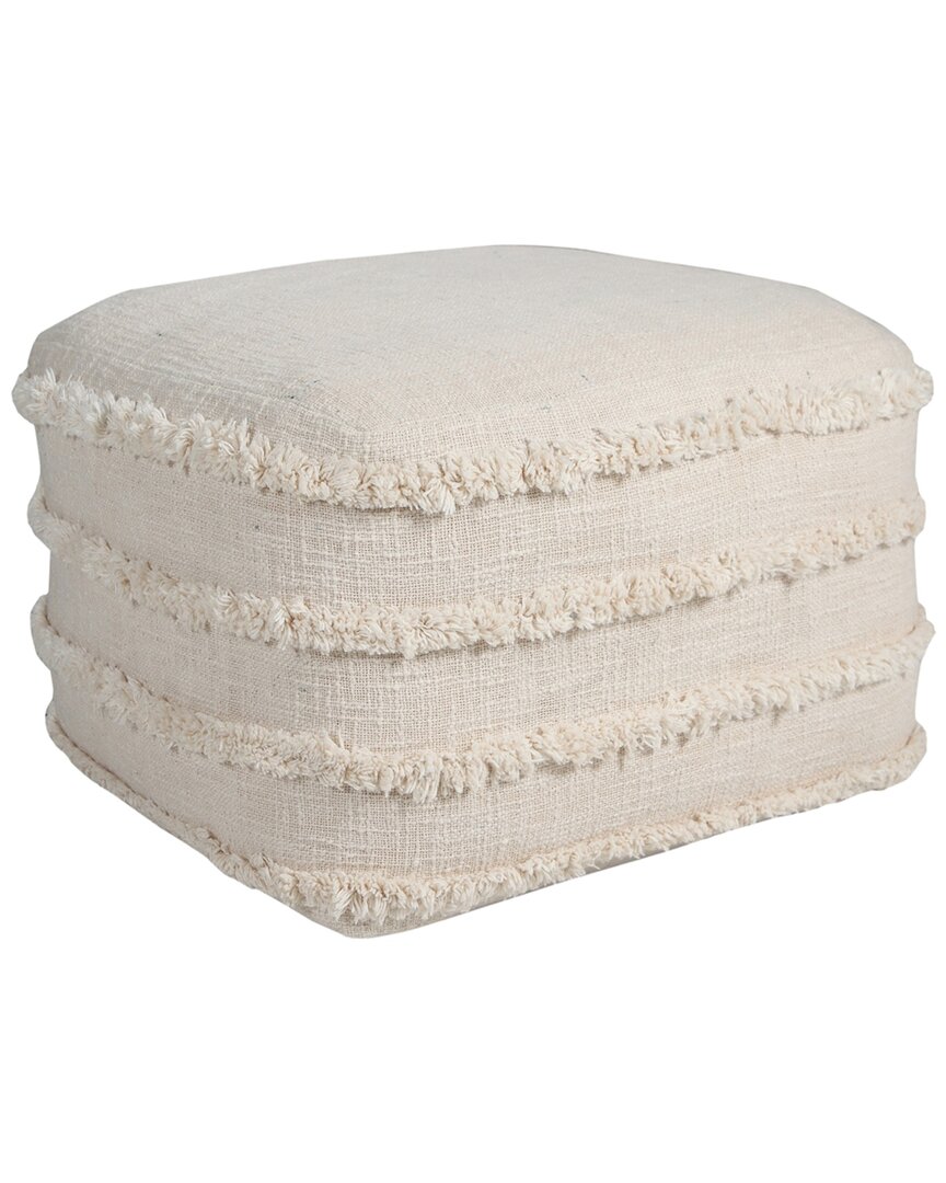Lr Home Rory Beige Striped Hand-woven Ottoman Pouf