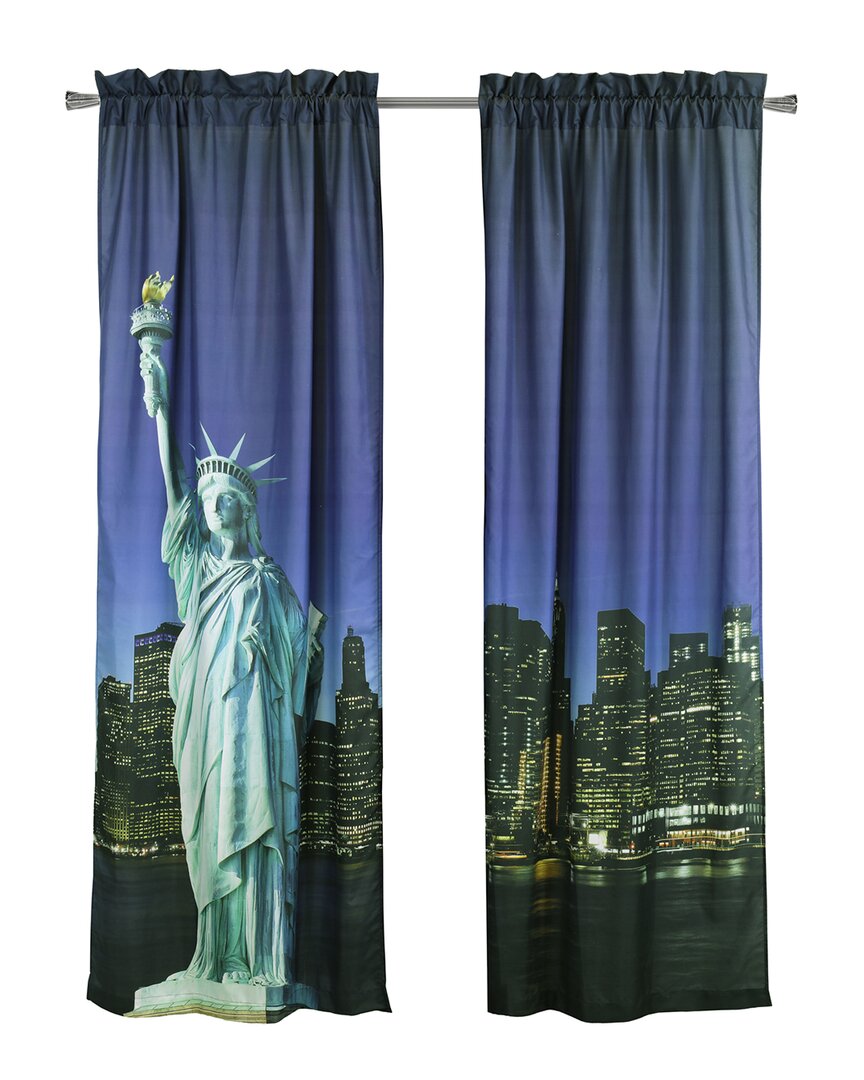 Shop Habitat Set Of 2 Photo Real Statue Of Liberty Light-filtering Pole Top 37x84 Curtain Panels In Multicolor