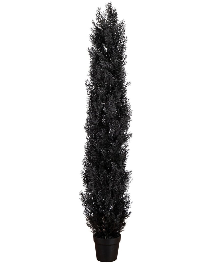 Nearly Natural 6ft. Uv Resistant Artificial Halloween Black Cedar Tree  (indoor/outdoor) In Black