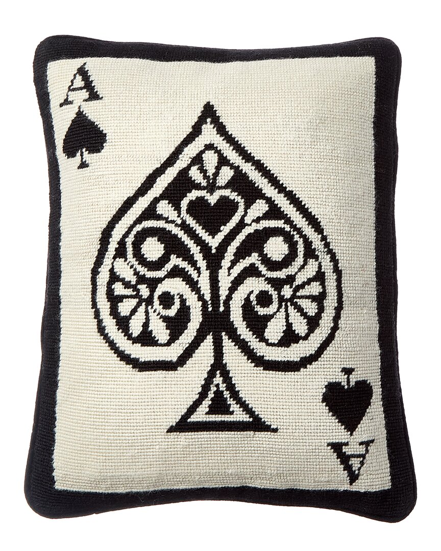 Jonathan Adler Us Kit Dealer's Choice Ace Of Spades Needlepoint Pillow