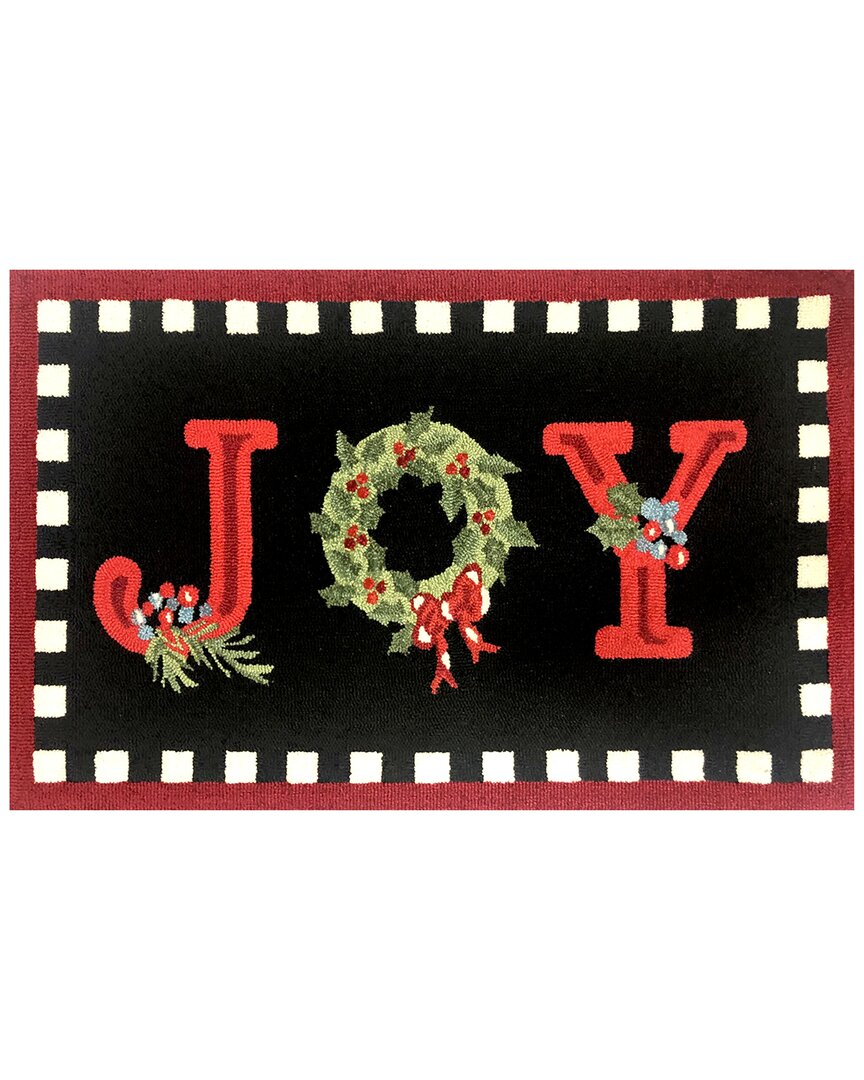 The Rug Market Joy Check Border 30x48in Doormat In Black