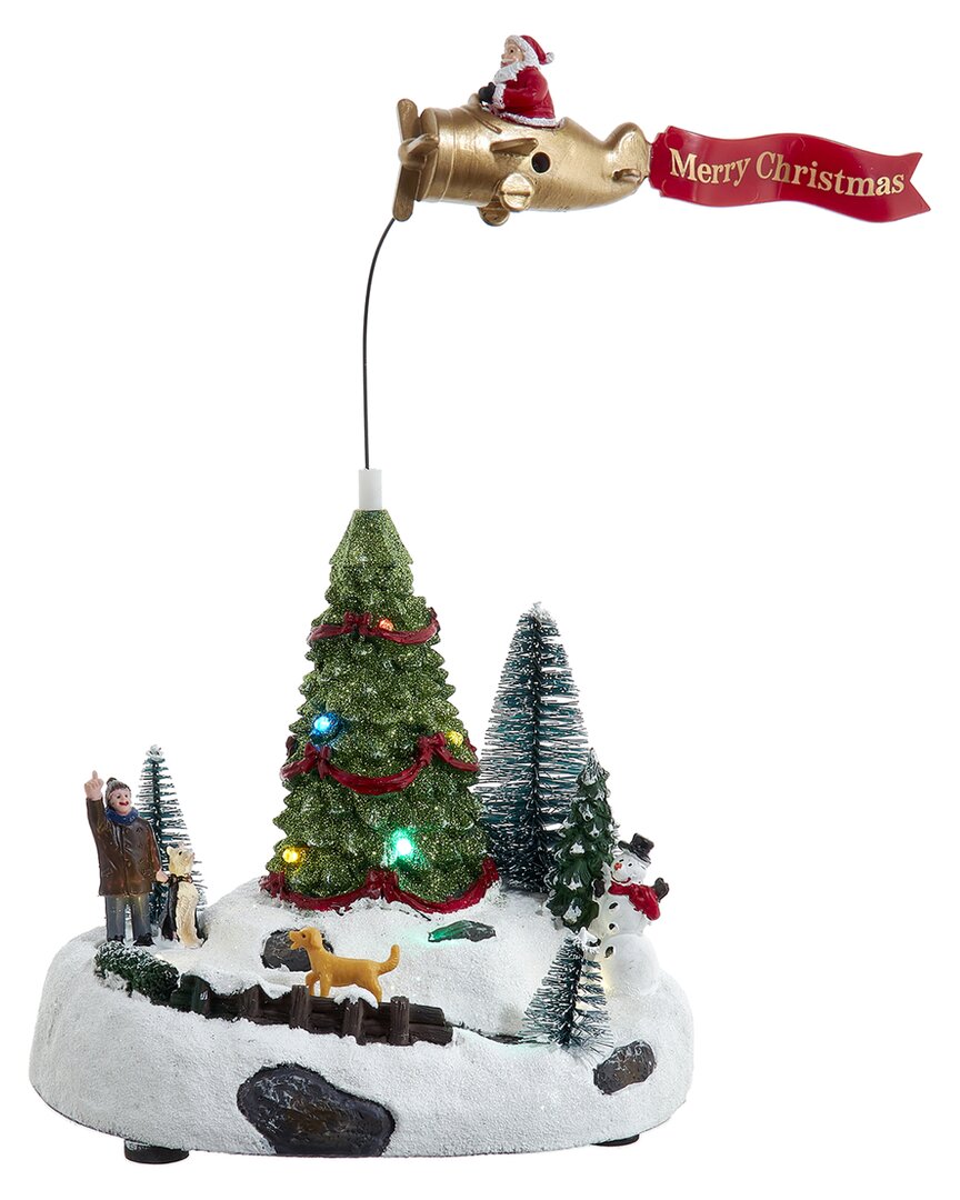 Kurt Adler 9.6-inch Battery Operated Led Lighted Santa Christmas Scene Table Piece
