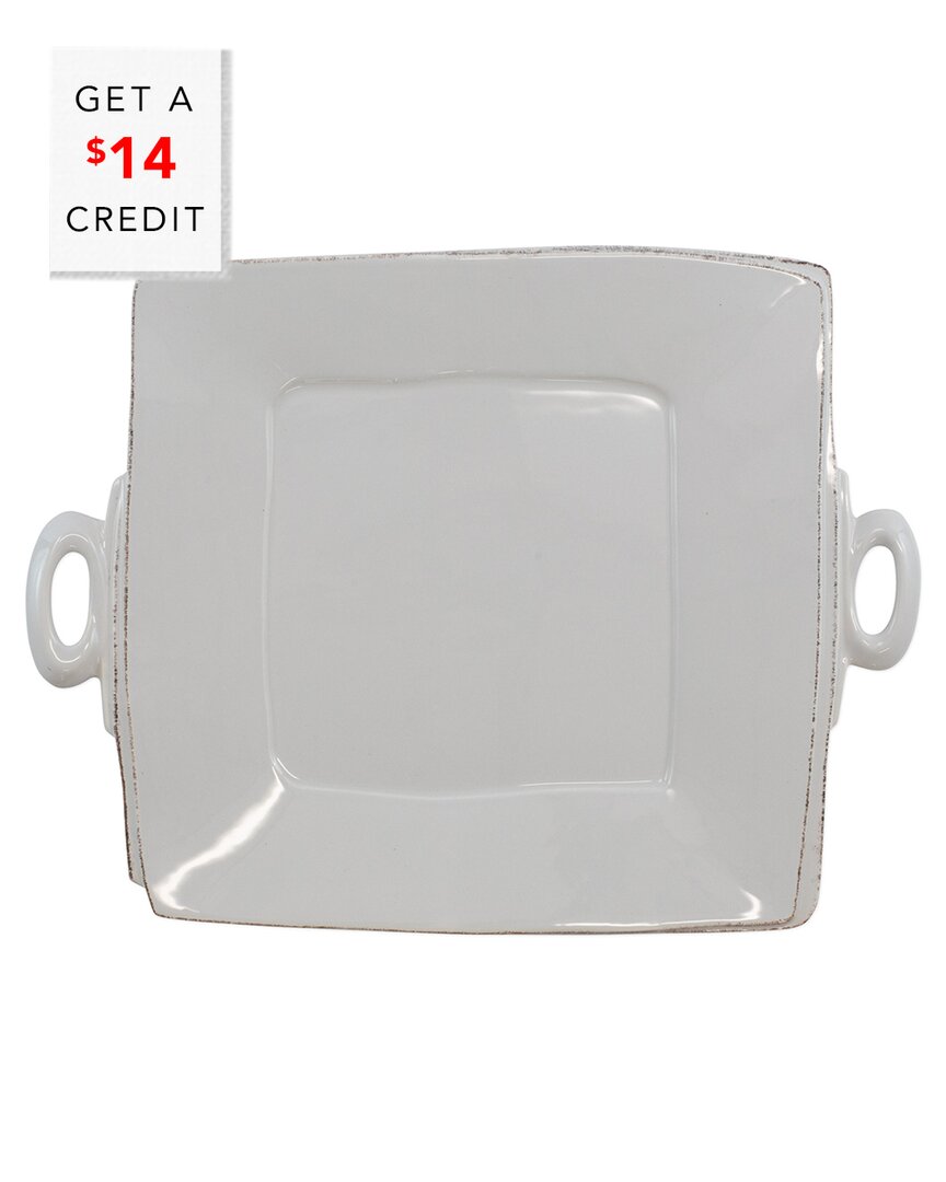 Vietri Lastra Light Handled Square Platter With $14 Credit In Grey