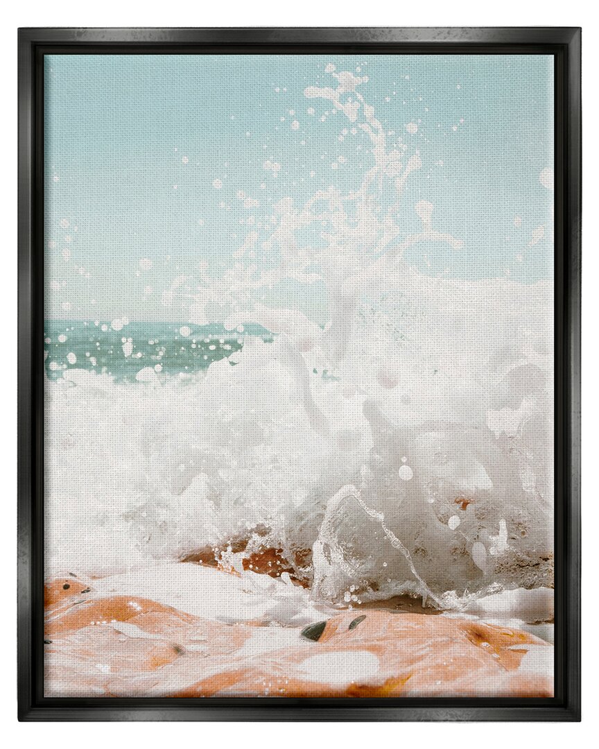 Stupell Splashing Sandy Beach Sea Foam Framed Floater Canvas Wall Art By Krista Broadway