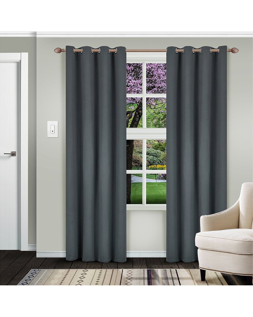 Shop Superior Solid Insulated Thermal Blackout Grommet Curtain Panel Set In Grey