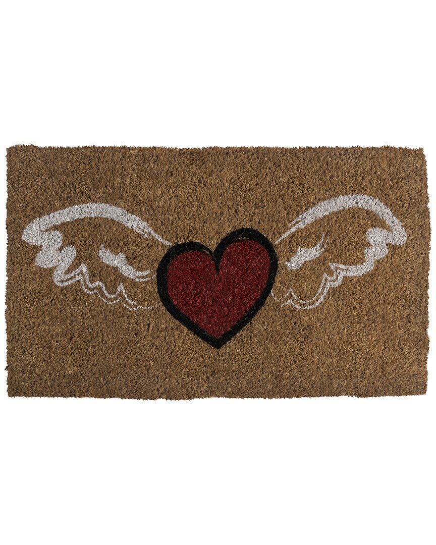 Entryways Winged Heart Handwoven Coconut Fiber Doormat In Multi