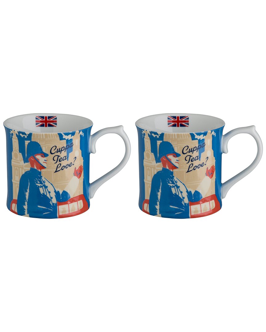 Rosanna Set Of 2 The Grand Tour London Mugs In Multi