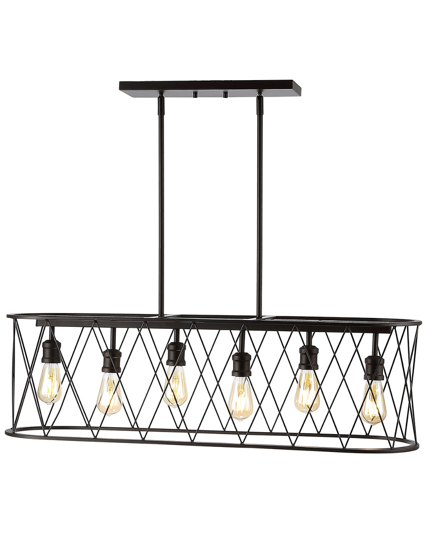 Jonathan Y Marion 37.75in 6-light Adjustable Iron Farmhouse Rustic Led Dimmable Pendant In Metallic