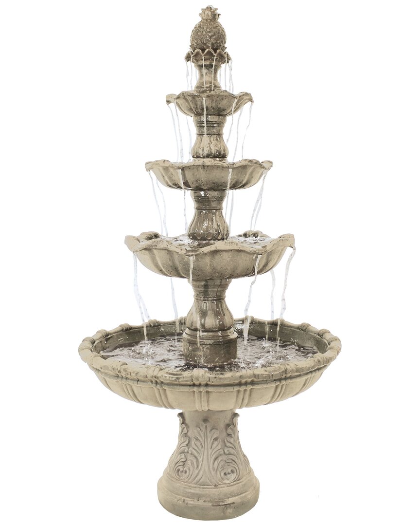 Sunnydaze Outdoor Electric 4-tiered Grand Courtyard Garden Water Fountain In Brown