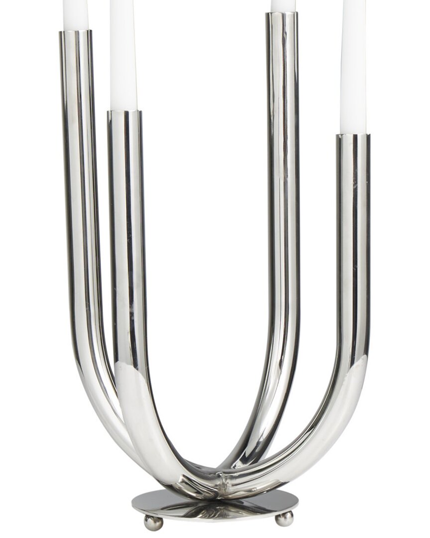 Peyton Lane Silver Stainless Steel Metal Abstract U-shaped Decorative Candelabra