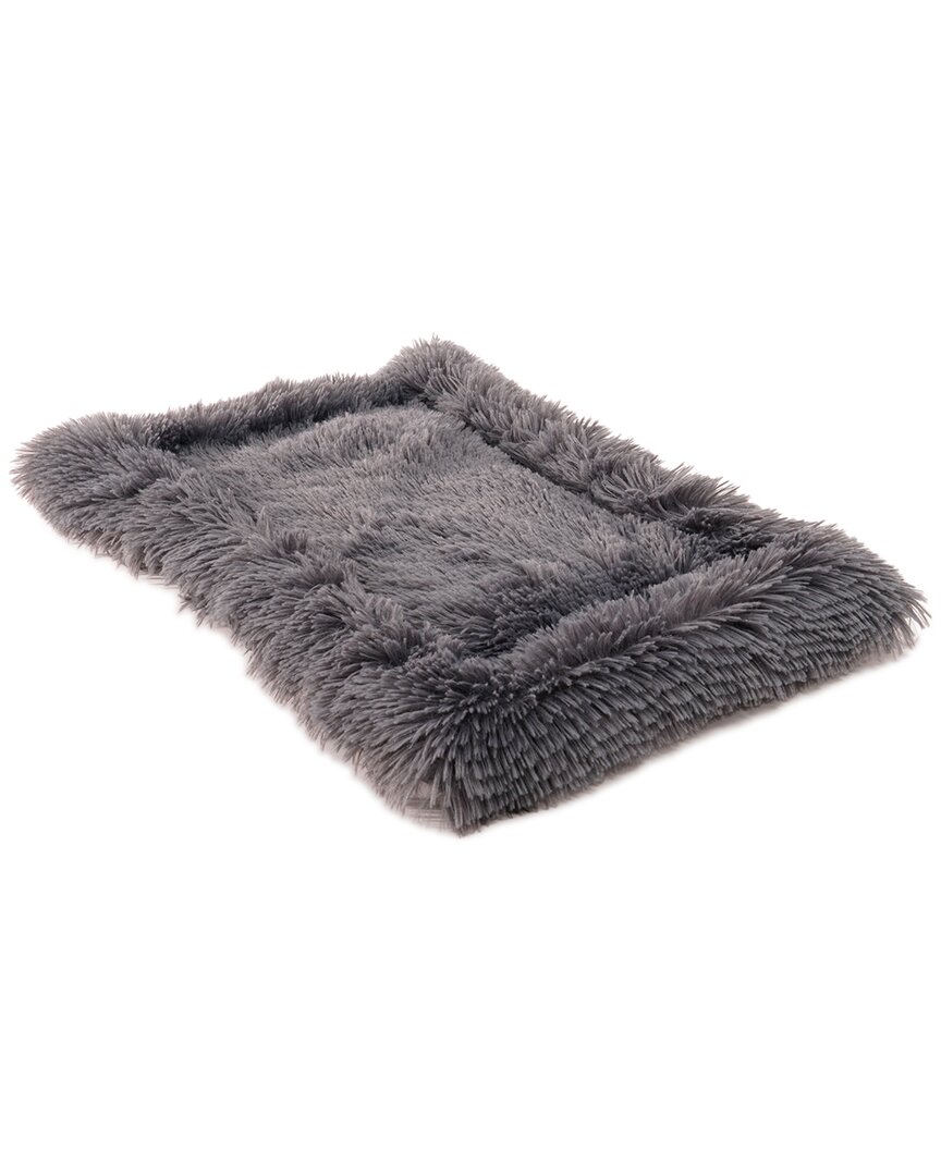 Precious Tails Eyelash Faux Fur Bordered Mat In Gray