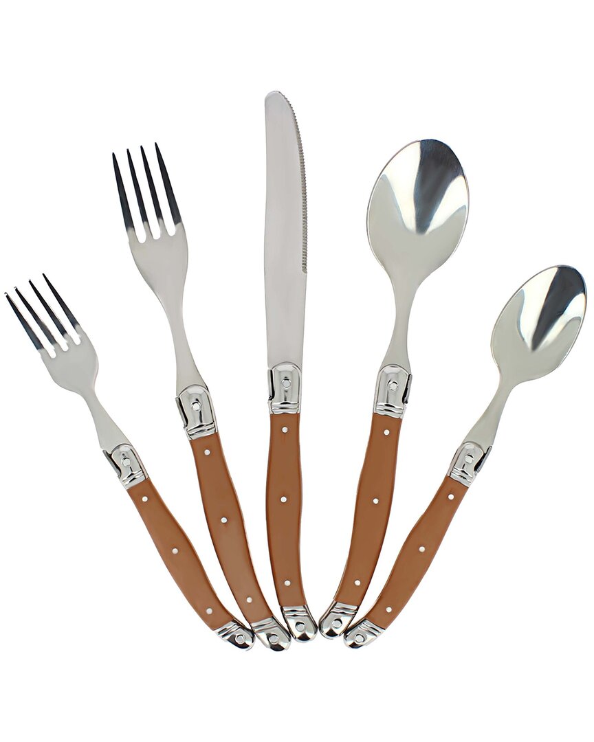 Shop French Home Laguiole 20pc Stainless Steel Flatware Set In Tan