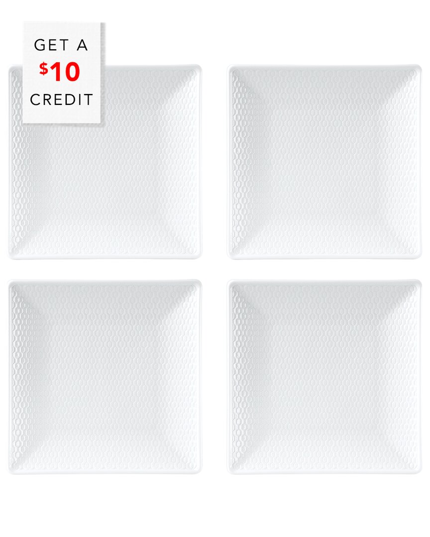 Wedgwood Gio Mini Square Plates Set Of 4 With $10 Credit