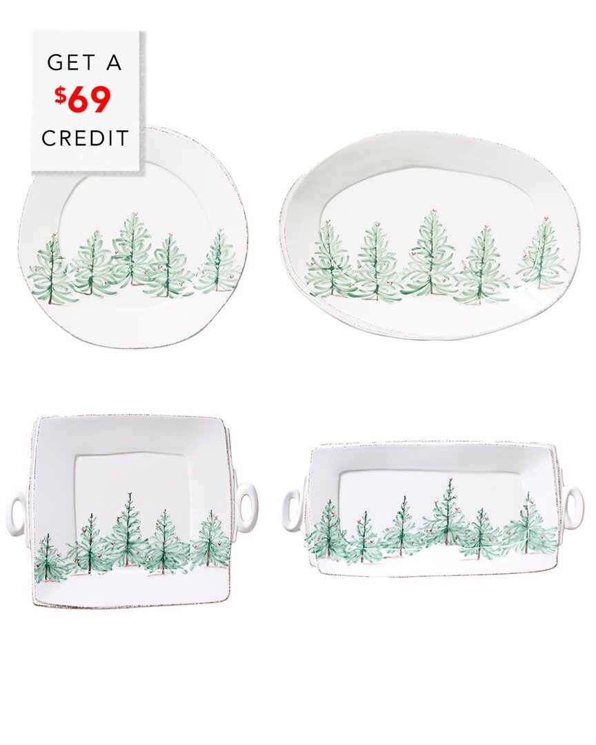 Vietri Lastra Holiday 4Pc Serveware Set With $69 Credit