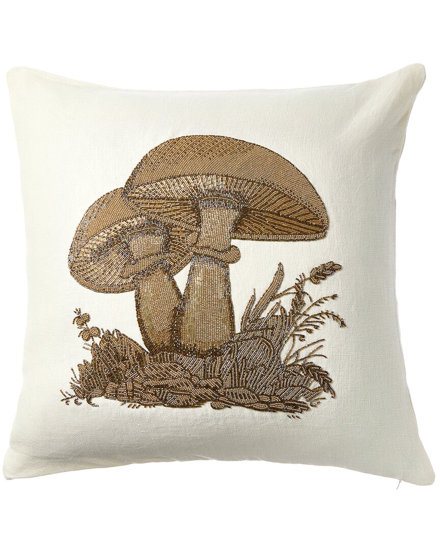Jonathan Adler Us Kit Botanist Large Mushrooms Beaded Pillow In Multi