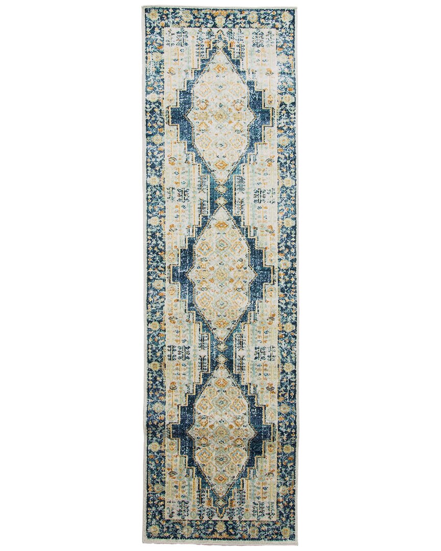 Ecarpet Lillihan Traditional Runner Rug In Blue