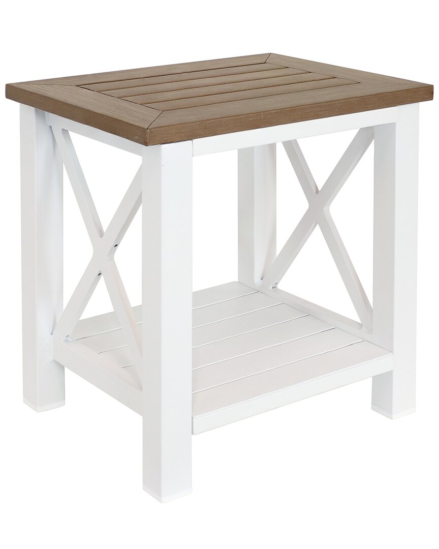 Sunnydaze Farmhouse Style Rustic Side Table In White