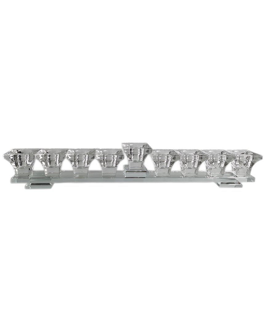 Bt Shalom Elegant Flat Crystal Menorah In Gray