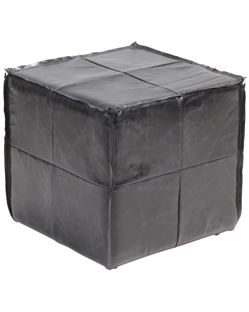 Peninsula Home Collection 18in Black Leather Cube