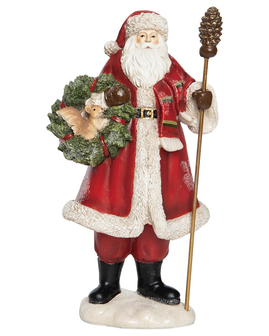 Transpac Resin 11.75in Multicolored Christmas Rustic Santa Figurine